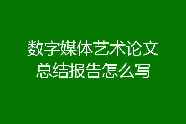 数字媒体艺术论文总结报告怎么写