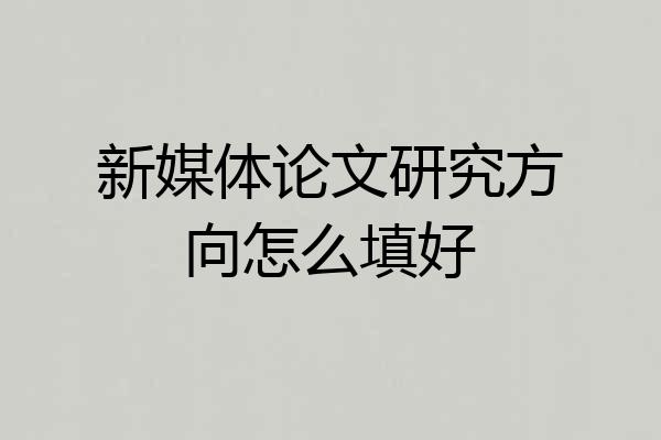 新媒体论文研究方向怎么填好