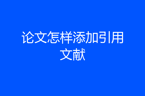 论文怎样添加引用文献