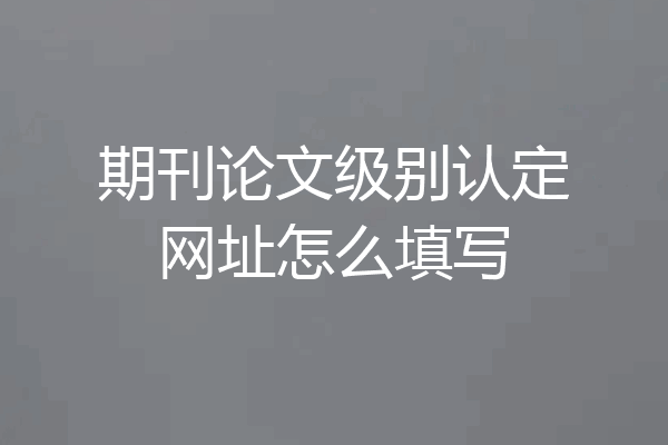 期刊论文级别认定网址怎么填写