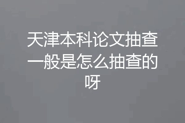 天津本科论文抽查一般是怎么抽查的呀