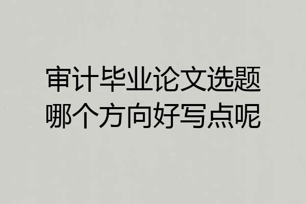 审计毕业论文选题哪个方向好写点呢