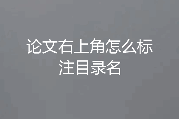 论文右上角怎么标注目录名