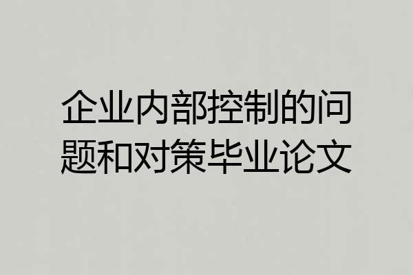 企业内部控制的问题和对策毕业论文