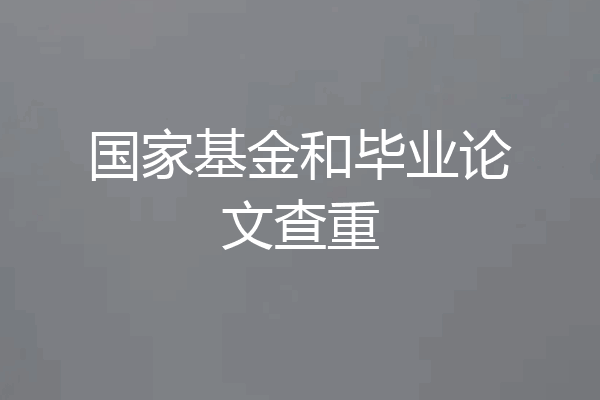国家基金和毕业论文查重