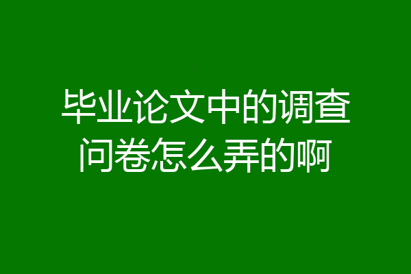 毕业论文中的调查问卷怎么弄的啊