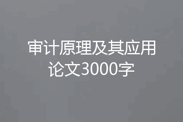审计原理及其应用论文3000字