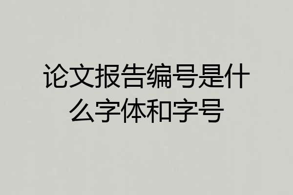 论文报告编号是什么字体和字号