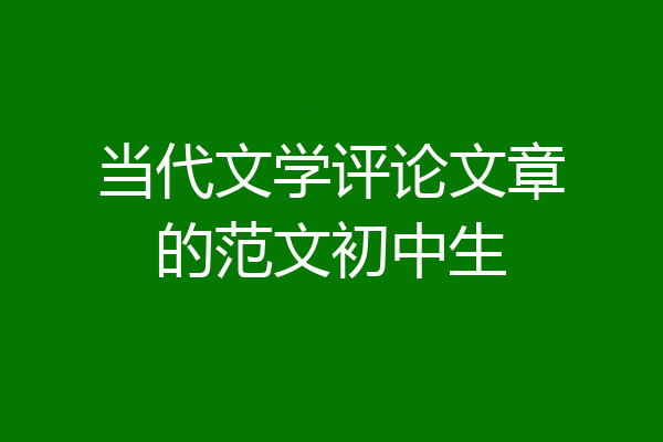当代文学评论文章的范文初中生