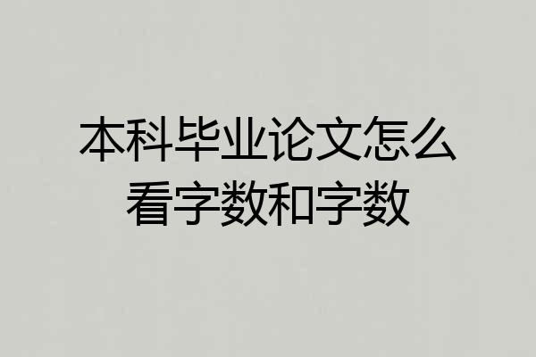 本科毕业论文怎么看字数和字数