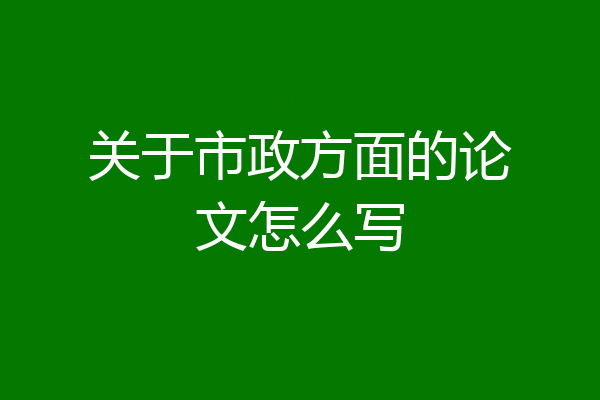 关于市政方面的论文怎么写