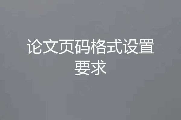 论文页码格式设置要求