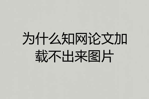 为什么知网论文加载不出来图片