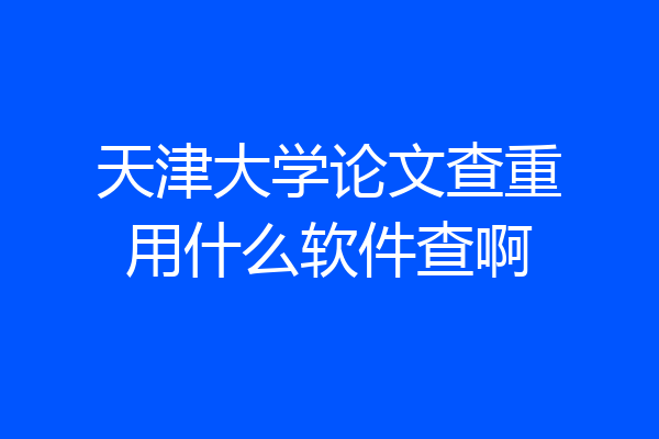 天津大学论文查重用什么软件查啊