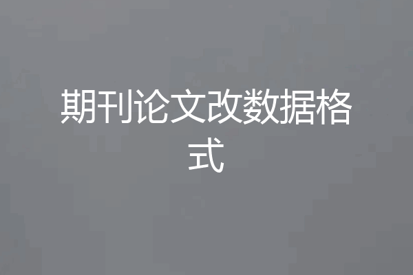 期刊论文改数据格式