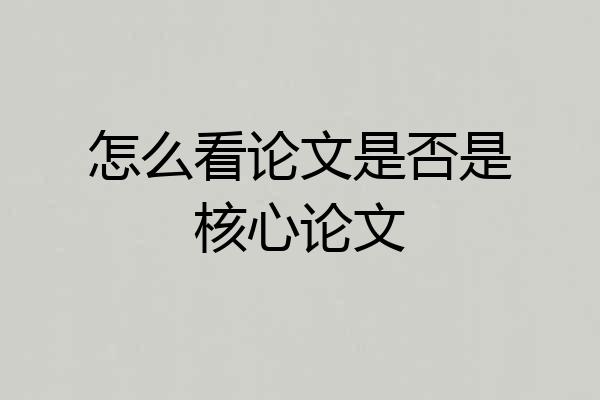 怎么看论文是否是核心论文