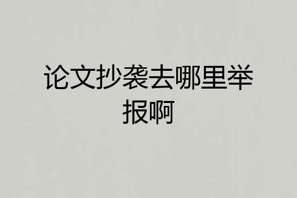 论文抄袭去哪里举报啊