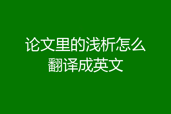 论文里的浅析怎么翻译成英文