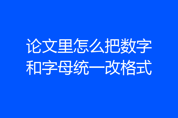 论文里怎么把数字和字母统一改格式