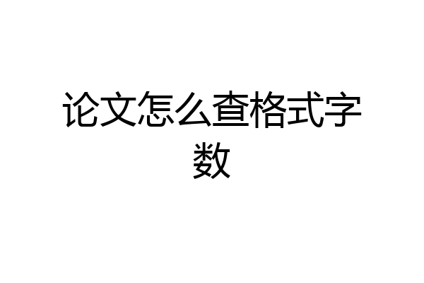 论文怎么查格式字数