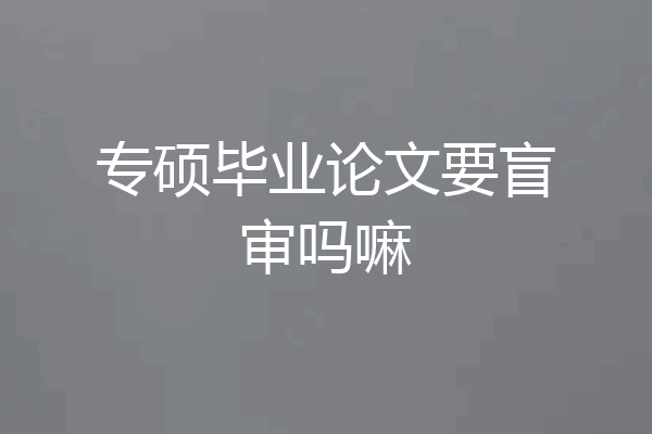 专硕毕业论文要盲审吗嘛