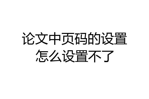 论文中页码的设置怎么设置不了