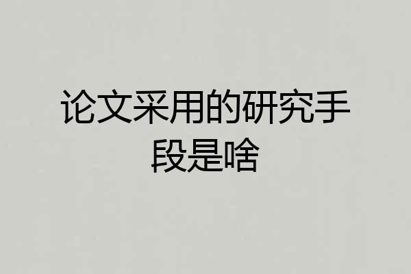 论文采用的研究手段是啥