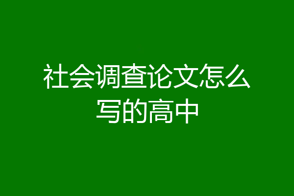 社会调查论文怎么写的高中