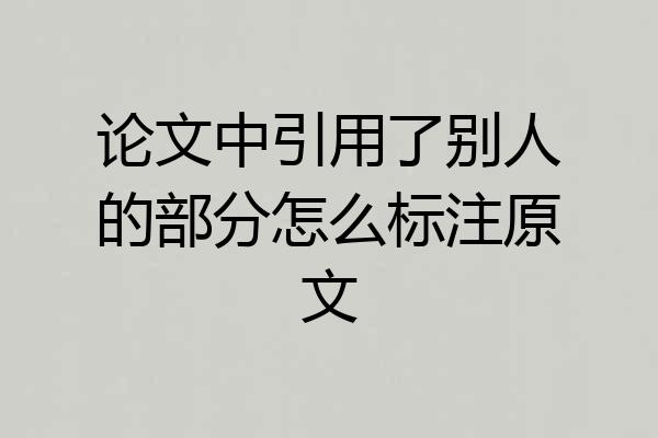 论文中引用了别人的部分怎么标注原文