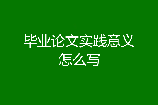 毕业论文实践意义怎么写