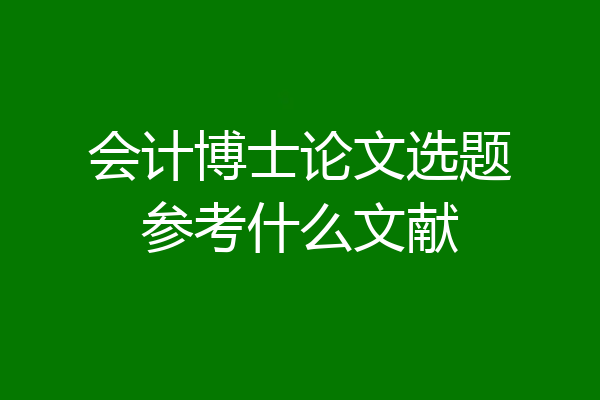 会计博士论文选题参考什么文献