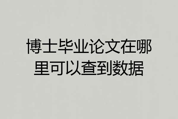 博士毕业论文在哪里可以查到数据