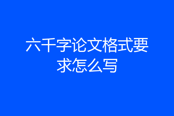 六千字论文格式要求怎么写