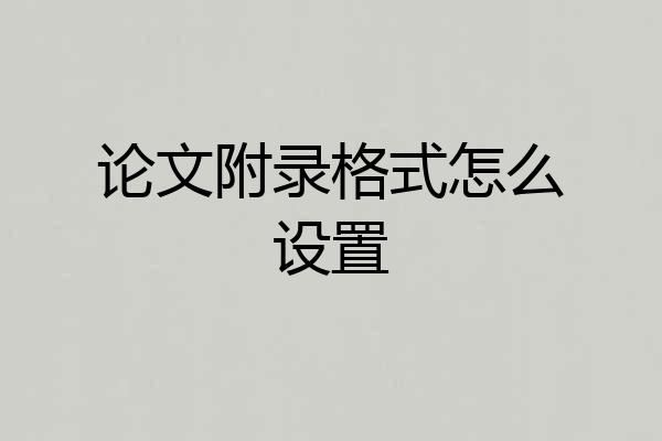 论文附录格式怎么设置