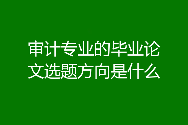 审计专业的毕业论文选题方向是什么