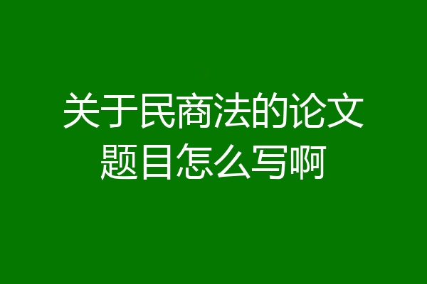 关于民商法的论文题目怎么写啊