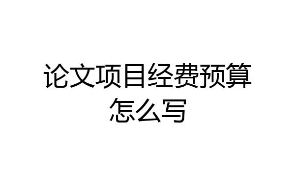 论文项目经费预算怎么写
