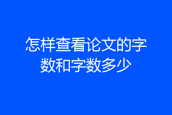 怎样查看论文的字数和字数多少