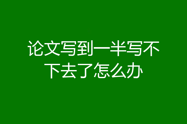 论文写到一半写不下去了怎么办