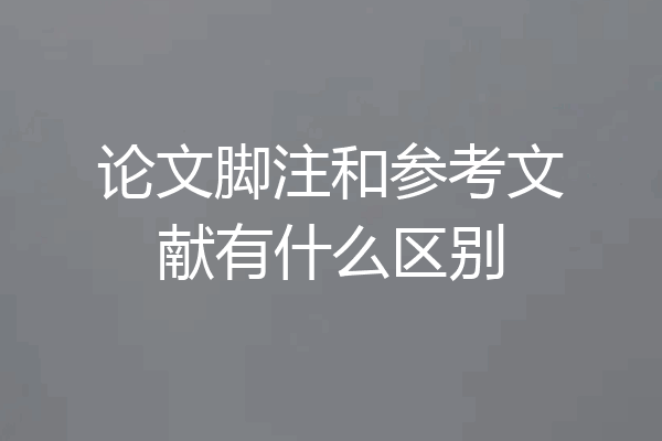 论文脚注和参考文献有什么区别