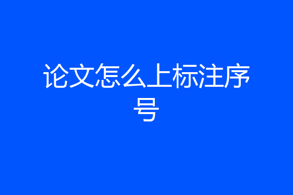 论文怎么上标注序号