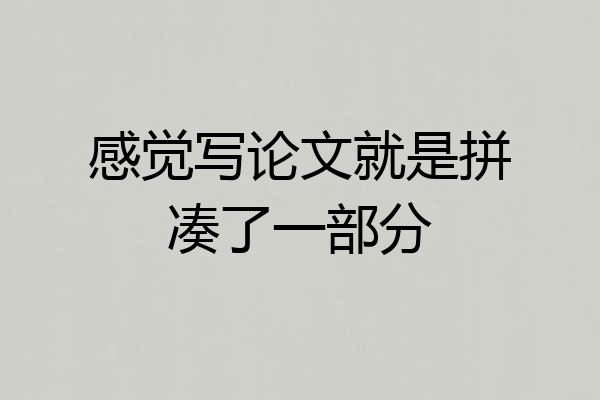 感觉写论文就是拼凑了一部分