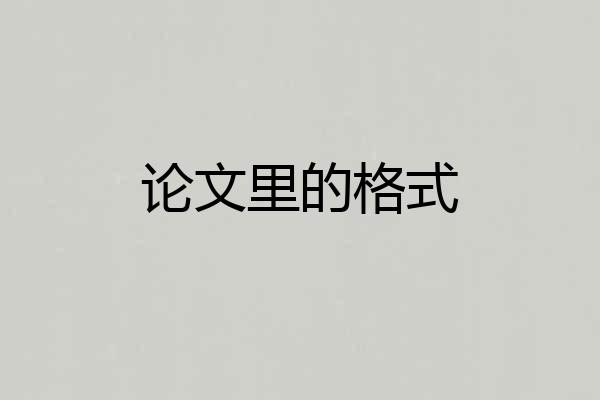 论文里的格式