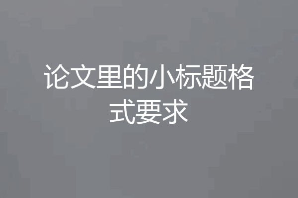 论文里的小标题格式要求