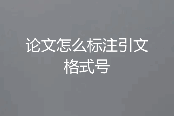 论文怎么标注引文格式号
