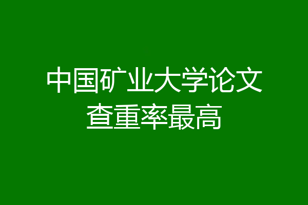 中国矿业大学论文查重率最高