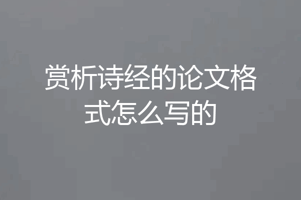 赏析诗经的论文格式怎么写的