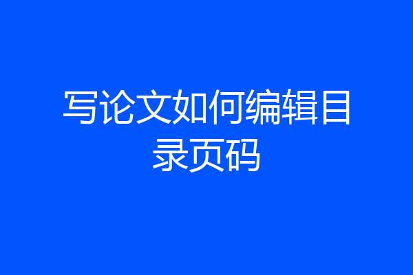 写论文如何编辑目录页码