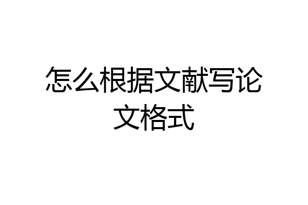 怎么根据文献写论文格式