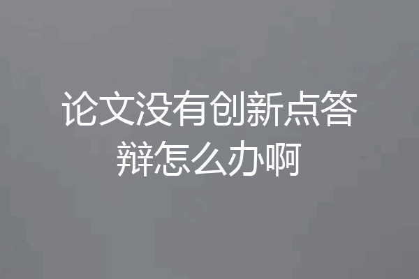 论文没有创新点答辩怎么办啊